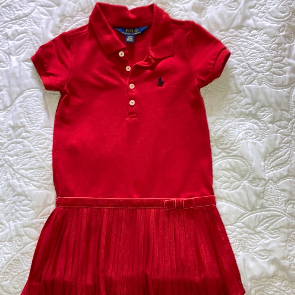 EIC Red polo dress with pleated bottom.